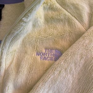 Women’s yellow fuzzy North Face Jacket